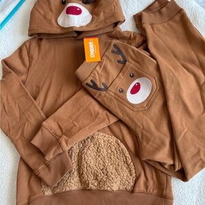 Gymboree Tan Hoodie with Reindeer Design